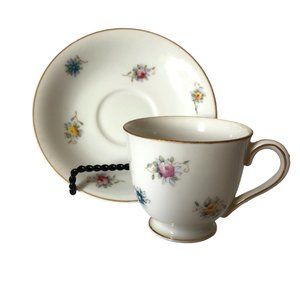 Vtg Gold China Demitasse Miniature Cup Saucer Hand Painted Floral Occupied Japan